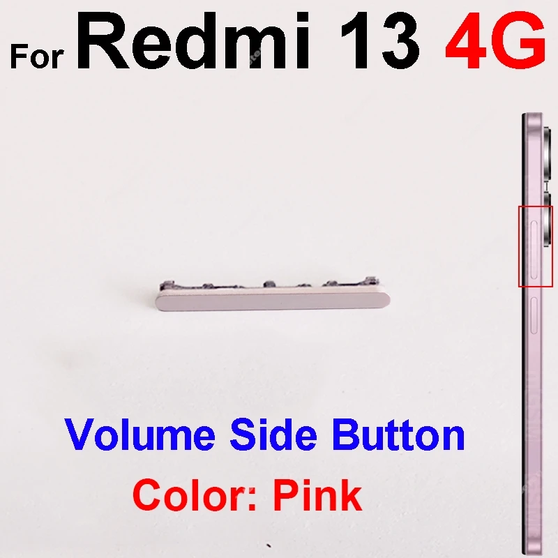 ل Xiaomi Redmi 13 13C 13R 4G حتى أسفل حجم زر الطاقة حجم الجانب زر التحكم مفاتيح جانبية استبدال إصلاح أجزاء