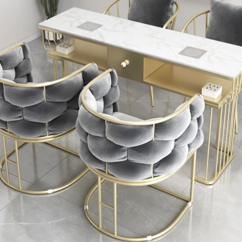 Design Multifunction Manicure Table Retro Vanity Nordic Modern Nail Desk Speciality Metal Mesa De Manicure Salon Furniture