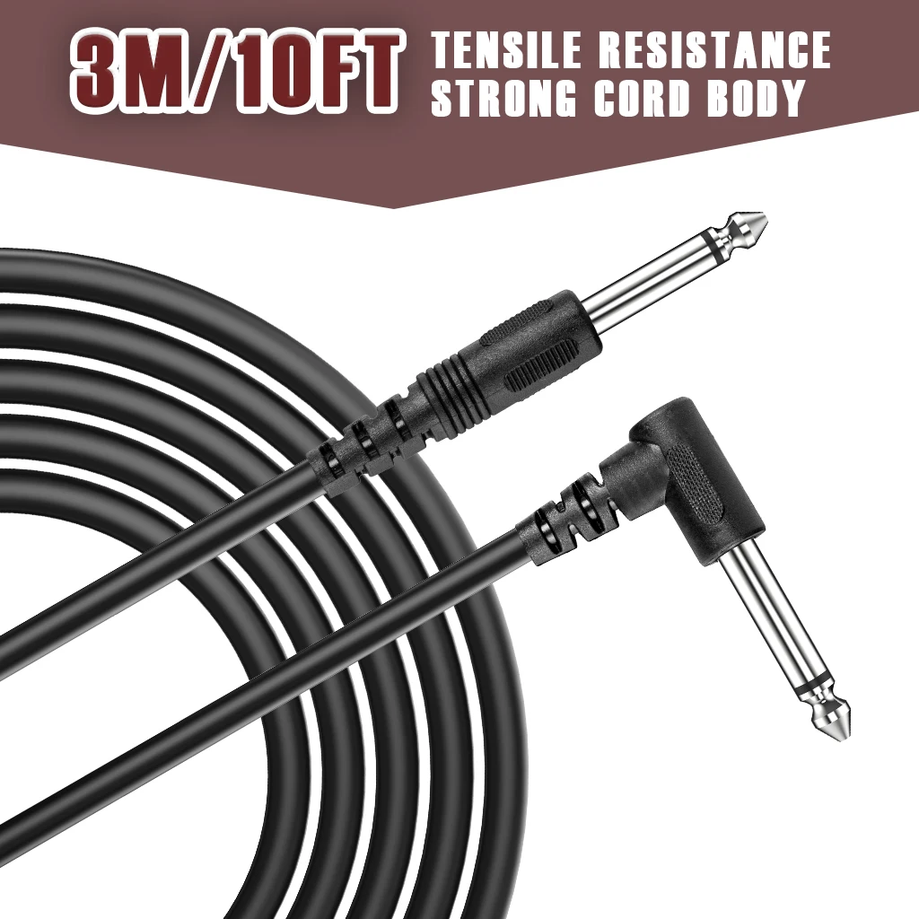 

FOX 10FT 3M Guitar Amplifier Cable Cord guitar Instrument Black AMP Electric Patch With 2 Plugs