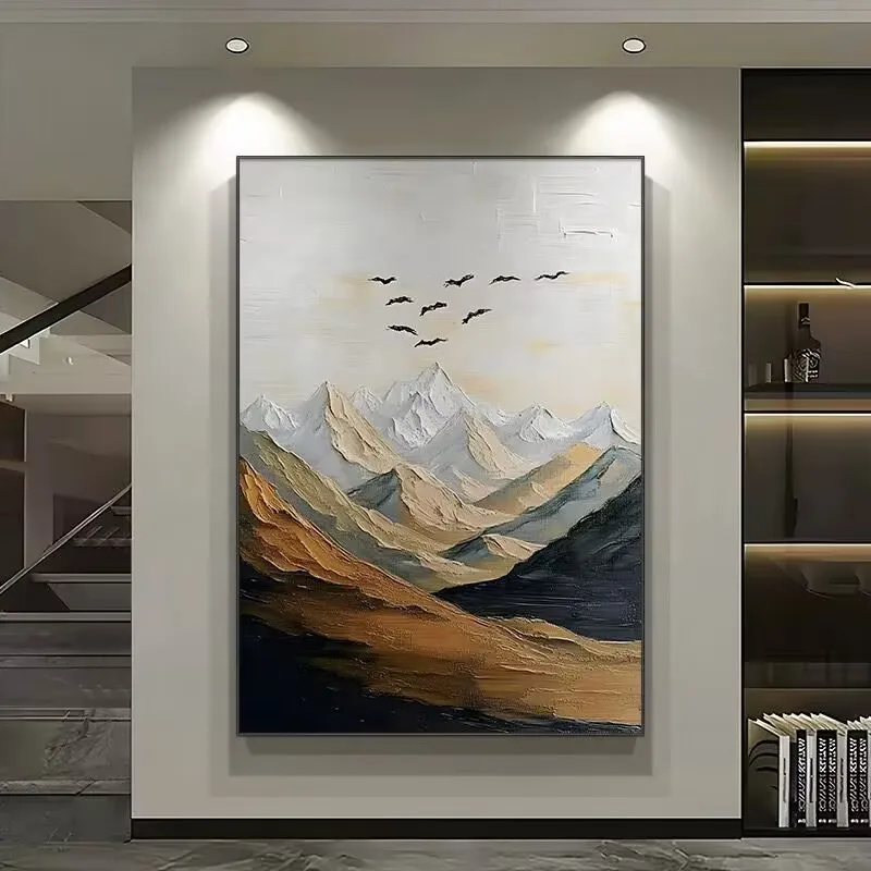 Rizhao Jinshan Hand Drawn Oil Painting Modern Simple Living Room Decoration Painting Light luxury Sofa Corridor Hanging Painting