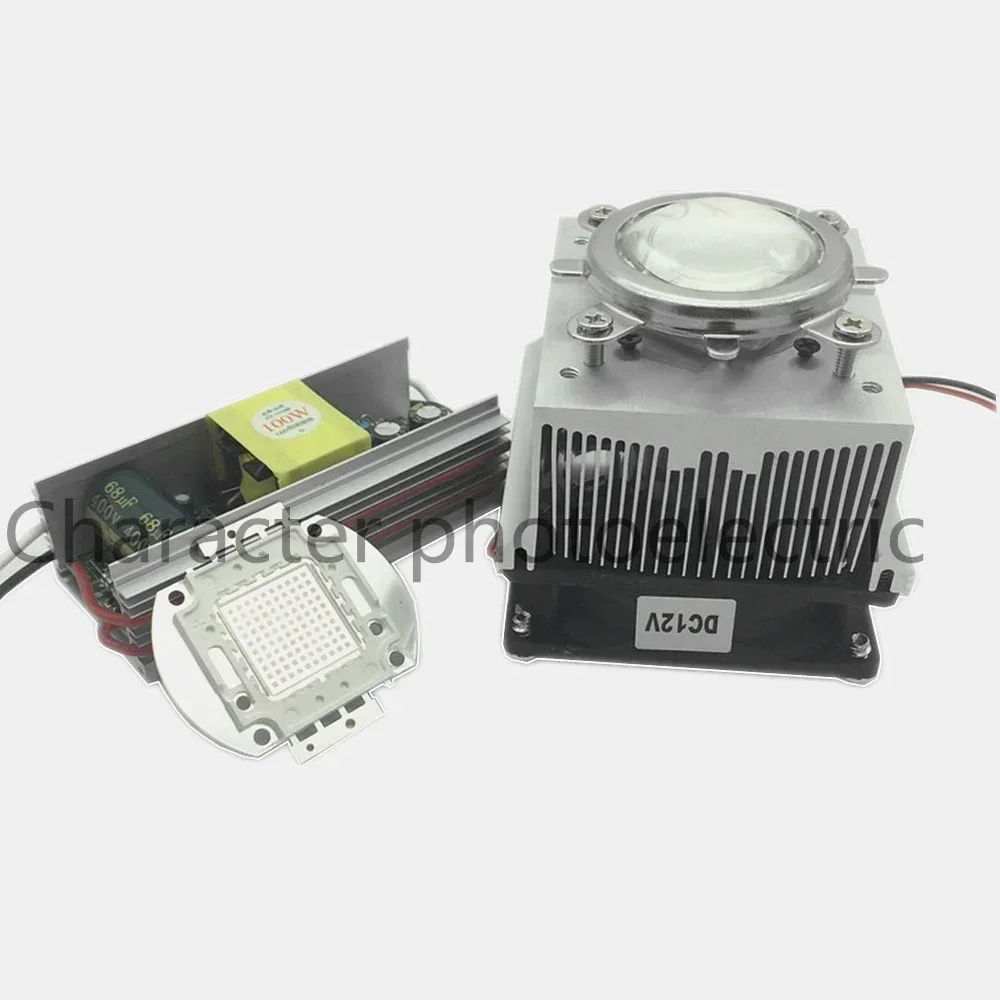 UV 365-370nm led chip +100W AC 85-265V driver + heatsink+ 90 degree Lens with Reflector Collimator kit