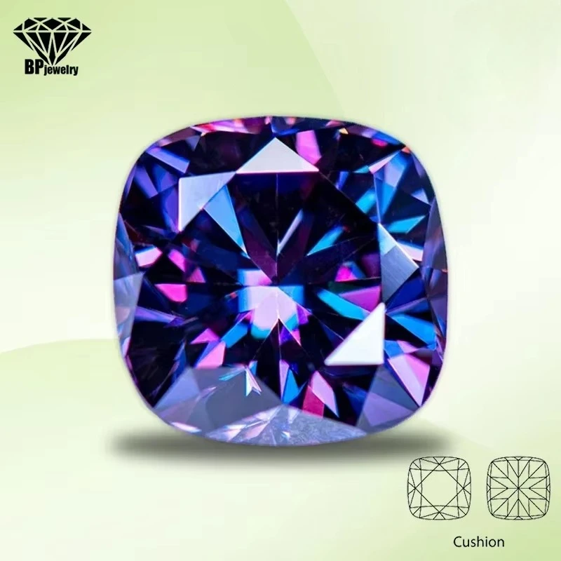 Wholesale Moissanite Diamond Imperial Purple Color Cushion Cut Lab Grow Gemstone for Jewelry Making Materials with Certificate