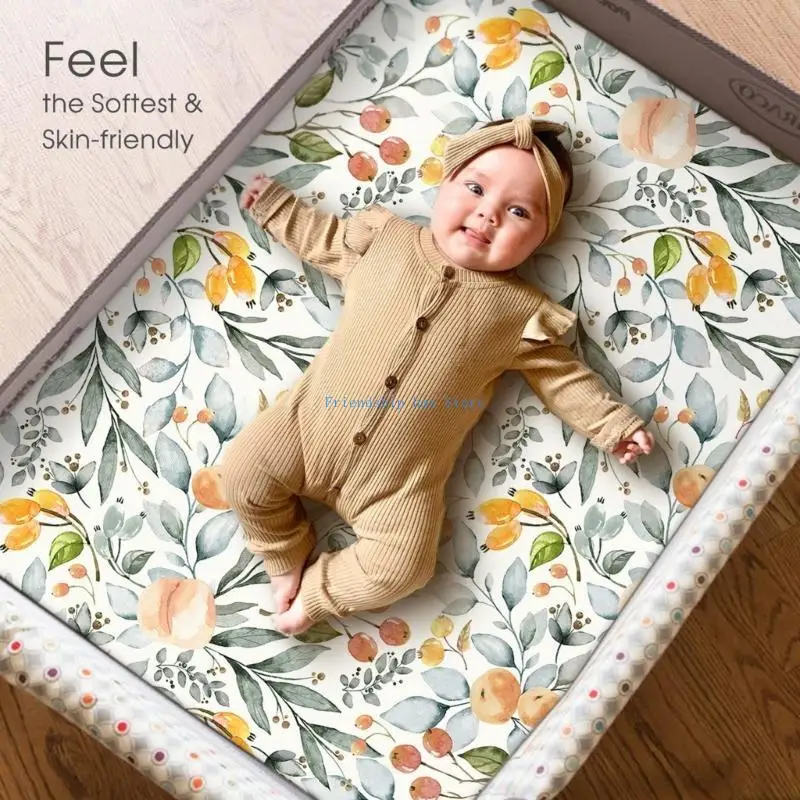 F1CB 2xNewbonrs Baby Fitted Sheets Infants Bed Protectors Cover Printed Fitted Sheet Bassinet Mattress Sleeve Removable