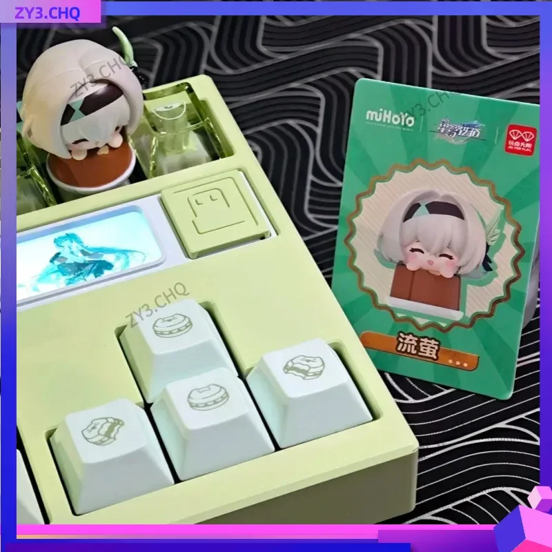 

Mihoyo Honkai Star Trail Limited Edition Q Version V2 Aventurine Keycaps Custom Cute Dr. Ratio Small Figure March 7th Key Cap