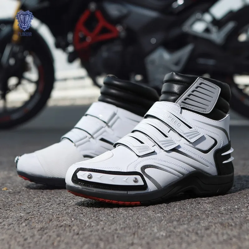 

Breathable Motorcycle Boots Men Night Reflective Motorcycle Protective Boots Motorbike Riding Shoes Women Anti-slip Racing Shoes