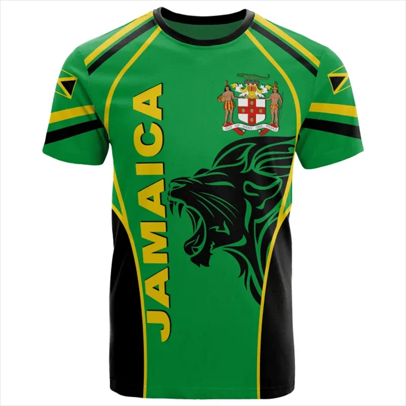 Summer Fashion New 3D Jamaica National Flag Emblem Printing T Shirt Jamaic Coat Of Arms Graphic T-shirts For Men Vintage Clothes