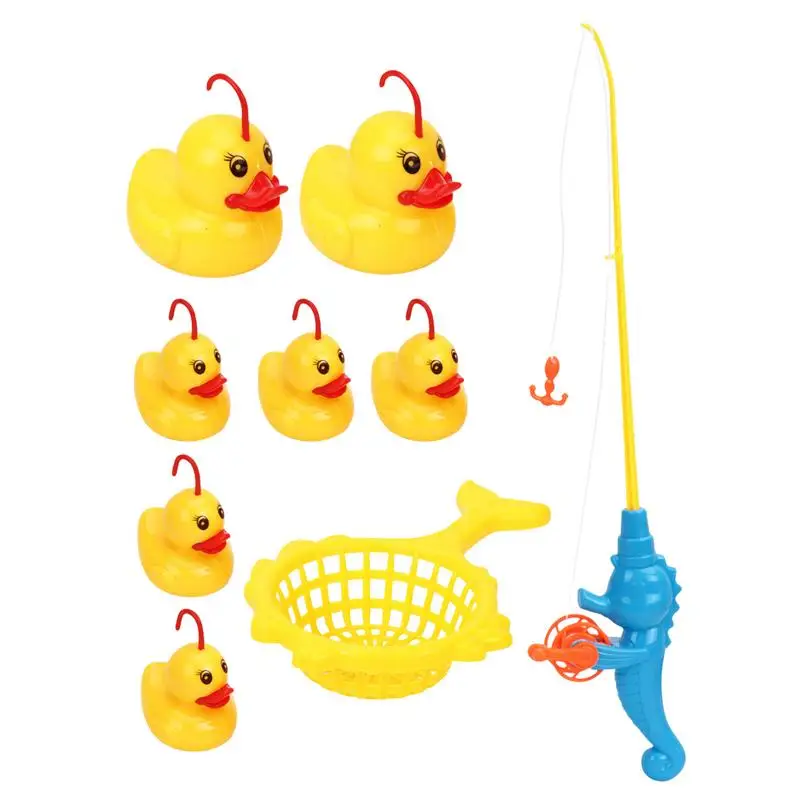 

Shower Bath Tub Pool Toys With Fishing Net Ducks For Children Shower Fishing Play Set Floating Duck Fishing Bath Toy Set Supply