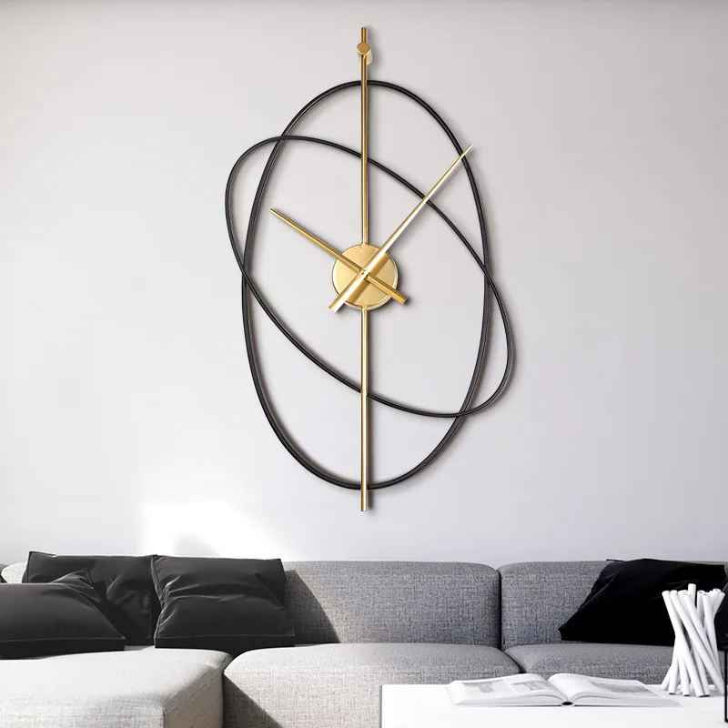 

Modern minimalist clock, iron art hanging clock, metal double-layer living room, light luxury bedroom, silent clock wall hanging