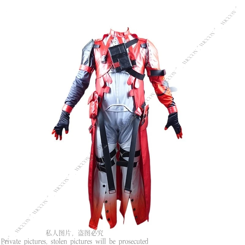 Costume de Cosplay du Jeu de Cicatrice Wuthering Waves, Uniforme Rouge de Carnaval d'Halloween, Accessoire de Noël, Perruque Blanche, Jeu de Roleplay, pour Homme et Femme