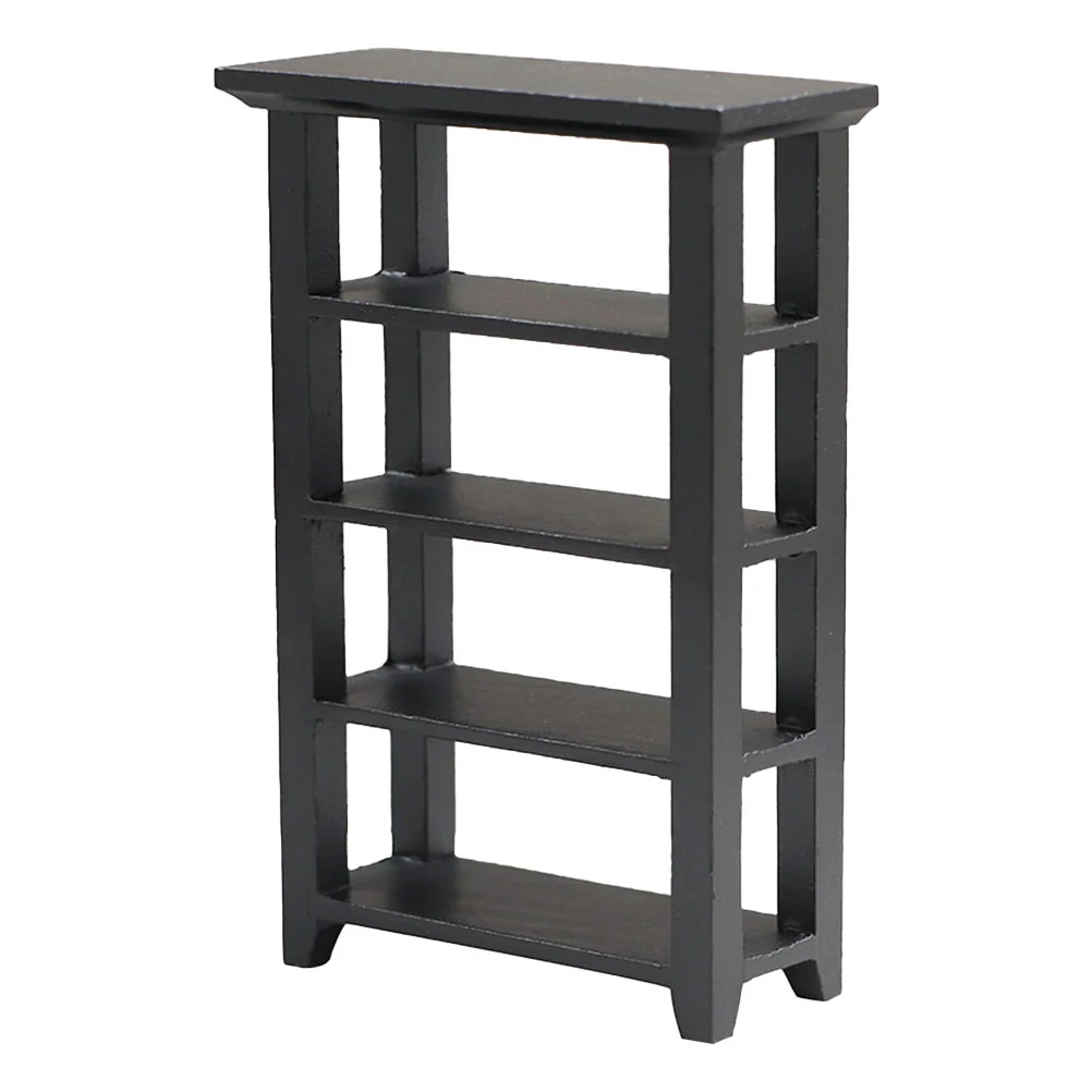 Small Black Flower Stand House Furniture Miniature Display Shelf Bookcase Toy