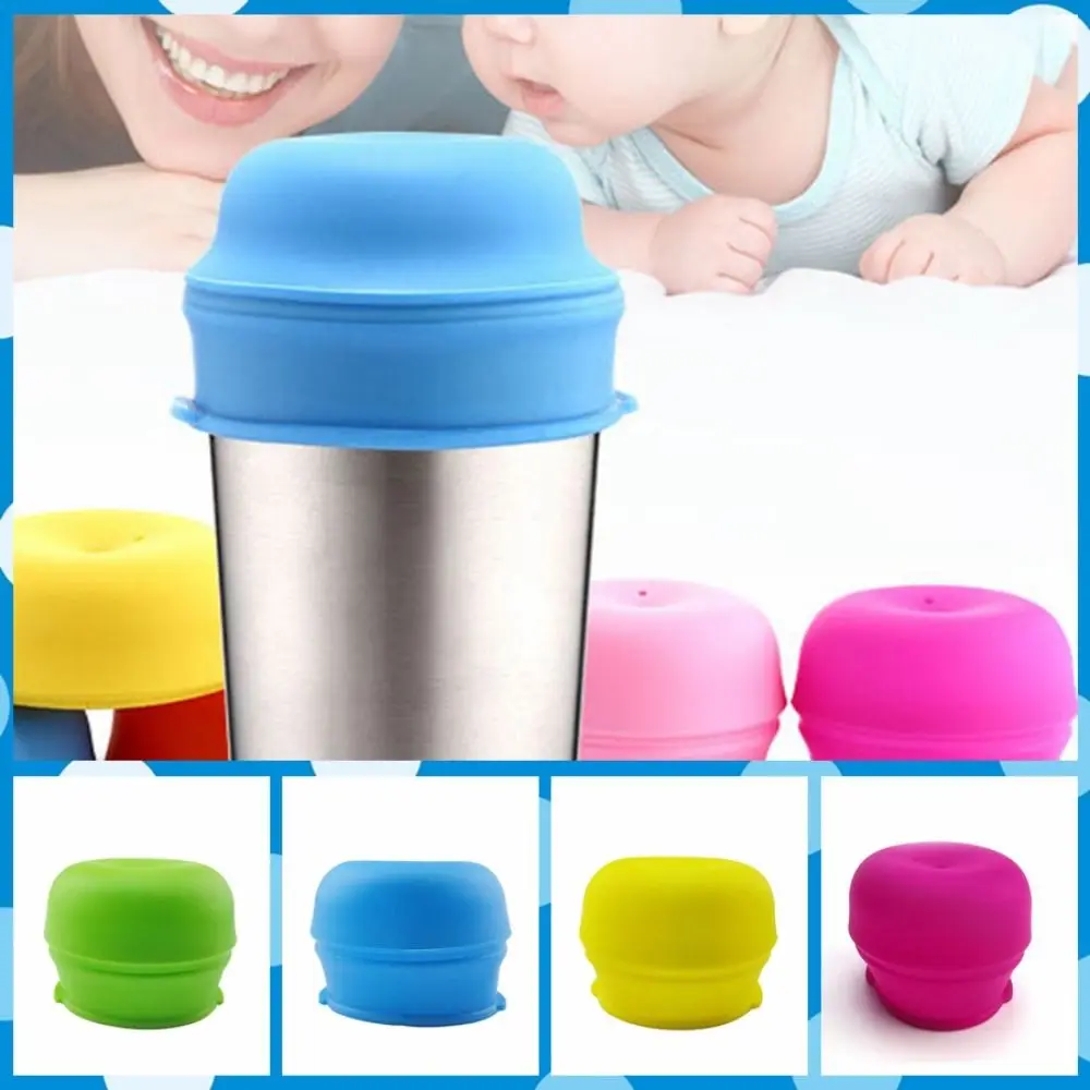 Bottle Lids With Straw Hole Silicone Sippy Cup Lid Spill-Proof Colorful Straw Cup Cover Elastic BPA Free Water Bottle