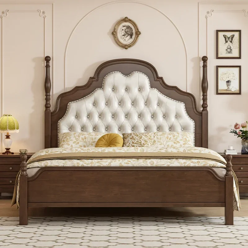 

Aesthetic Bedroom Bed European High End Holder Wood Queen Baby Queen Bed Luxury Bedding Room Cama Matrimonial Home Furniture