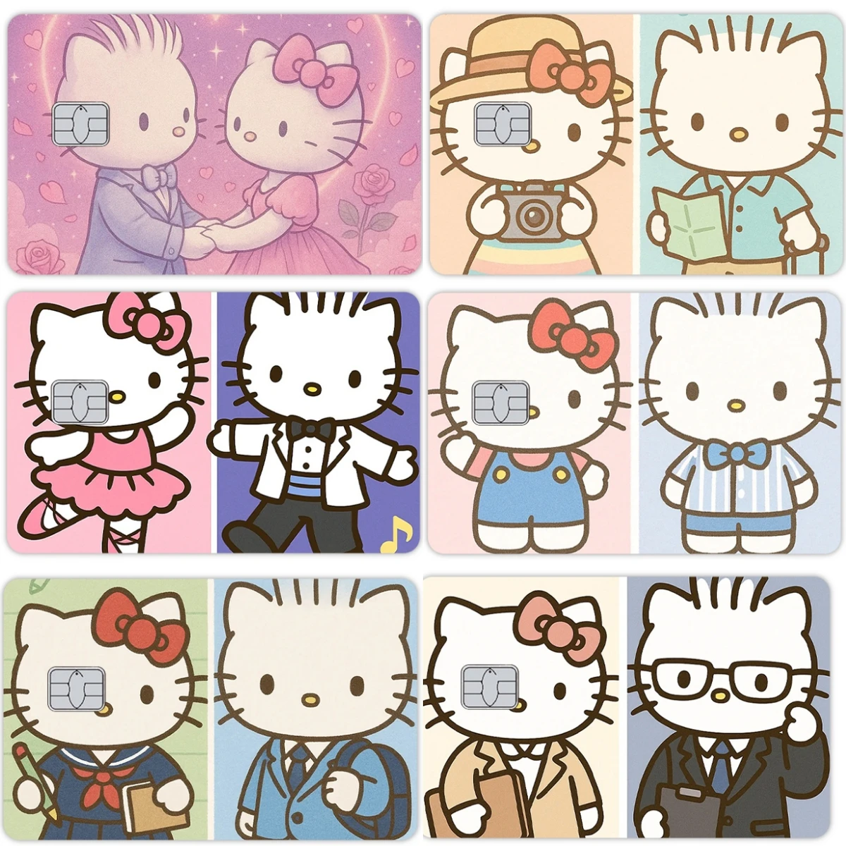 

Наклейки-скины для банковских карт (Visa, Mastercard) в стиле аниме Hello Kitty Kawaii DIY для мужчин и женщин, декоративные наклейки-стикеры, игрушки, подарки