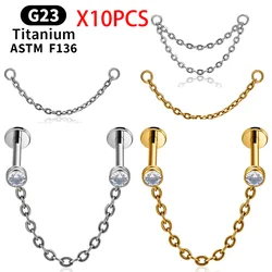 10PCS G23 Titanium DIY originality Chain and Hinged Earring for EAR PIERC Ear Studs Chain Labret Lip Sling Punk Piercing Jewelry