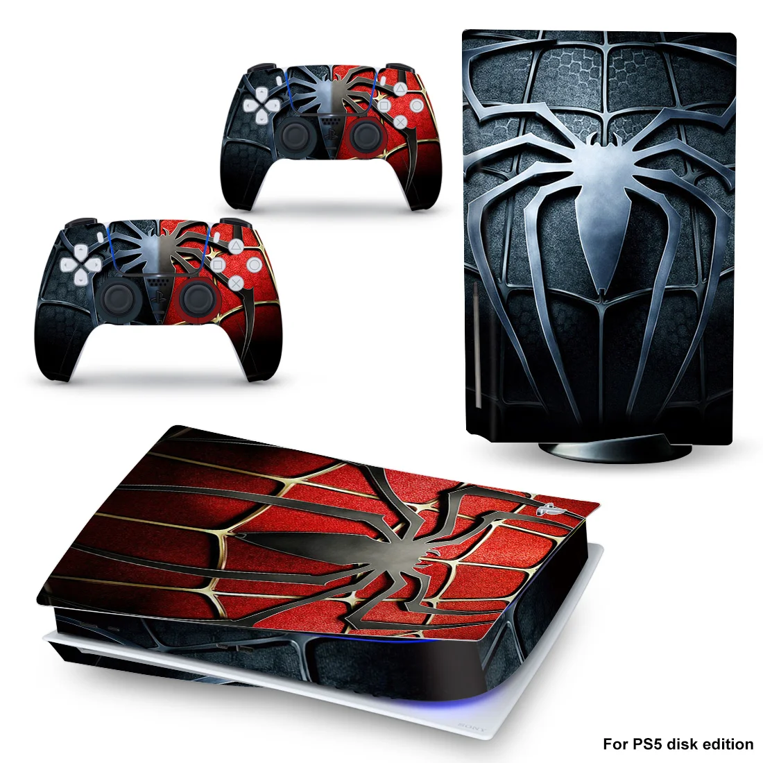 ملصق من الفينيل لوحدة التحكم في إصدار القرص PS5 مع مجموعة ملصقات لوحة ألعاب 2 قطعة لغطاء ملحقات PS5