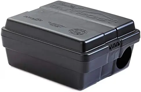 Outpost rat bait station, set of 6, lockable tamper-resistant, vertical or horizontal mount, black, 8.5