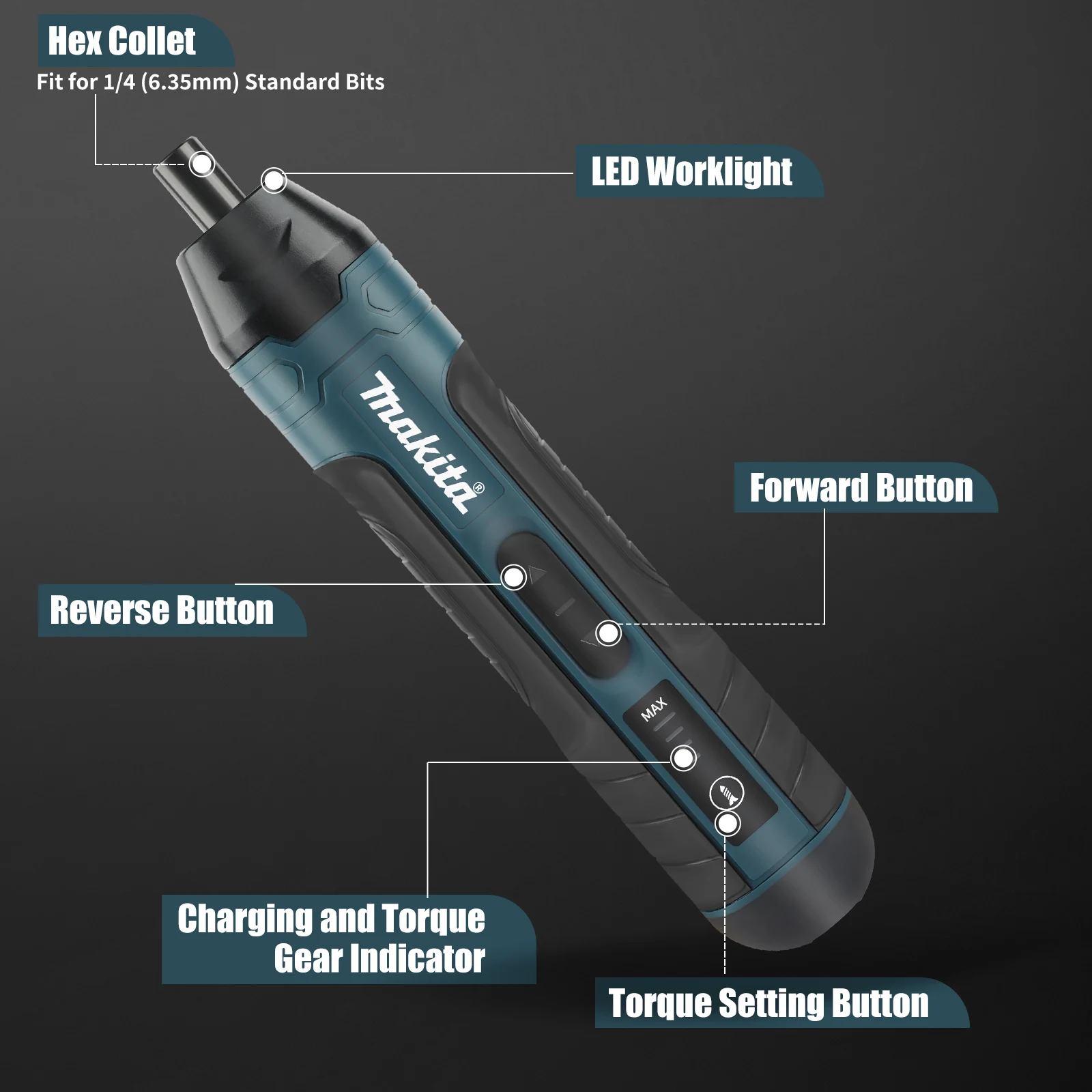 Makita Cordless Electric Screwdriver 1300mah Rechargeable Adjustment Power Drill Multi-function Disassembly Torque Repair Tools