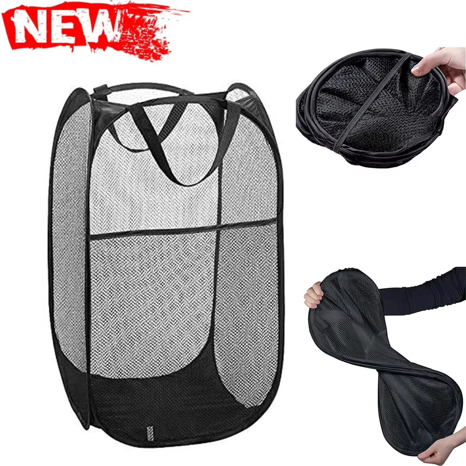 

Black Laundry Basket Foldable and Portable Basket Toy Dirty Cloth Blankets Laundry Baskets Hamper with Handles