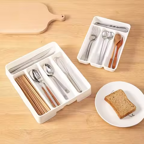 Quality 4/5 Compartments Cutlery Organizer Rectangle Easy Clean Spoon Fork Separation Box Utensil Tray Kitchen