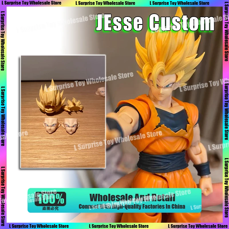 JEsse personalizado Dragon Ball SHF Super Saiya SSJ2 Son Goku cabeza accesorios Kit Anime figuras de acción juguetes regalos