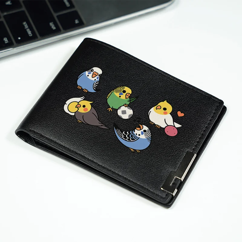 กระเป๋าสตางค์หนัง PU ลายนก กระเป๋าสตางค์แฟชั่นธุรกิจขนาดกะทัดรัดสำหรับผู้ชาย น้ำหนักเบา ทนทาน ใช้ได้ทุกวัน