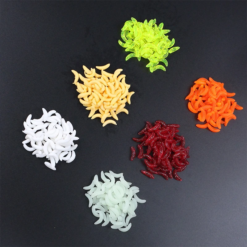 50/100Pcs Outdoor Winter Fishing Bionic Soft Bait Aphid 2Cm/0.4G Artificial Manufacturing Soft Bait Sink Fishing Accessory Lure