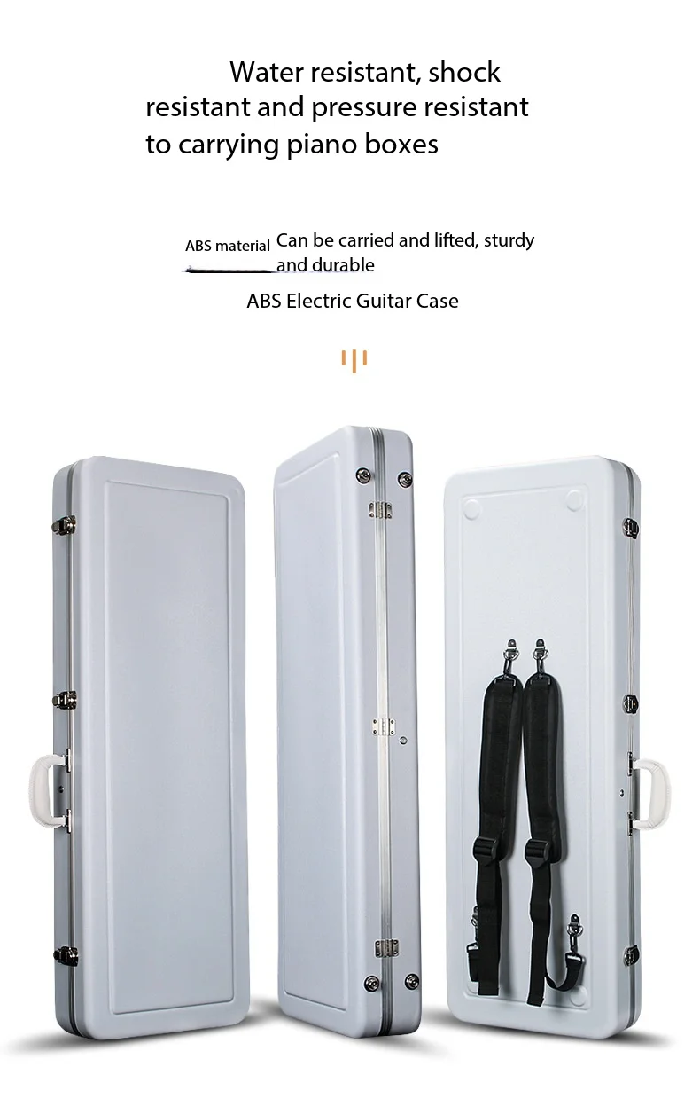 Electric guitar case, waterproof and moisture-proof, with velvet on both shoulders, white electric guitar hard case.