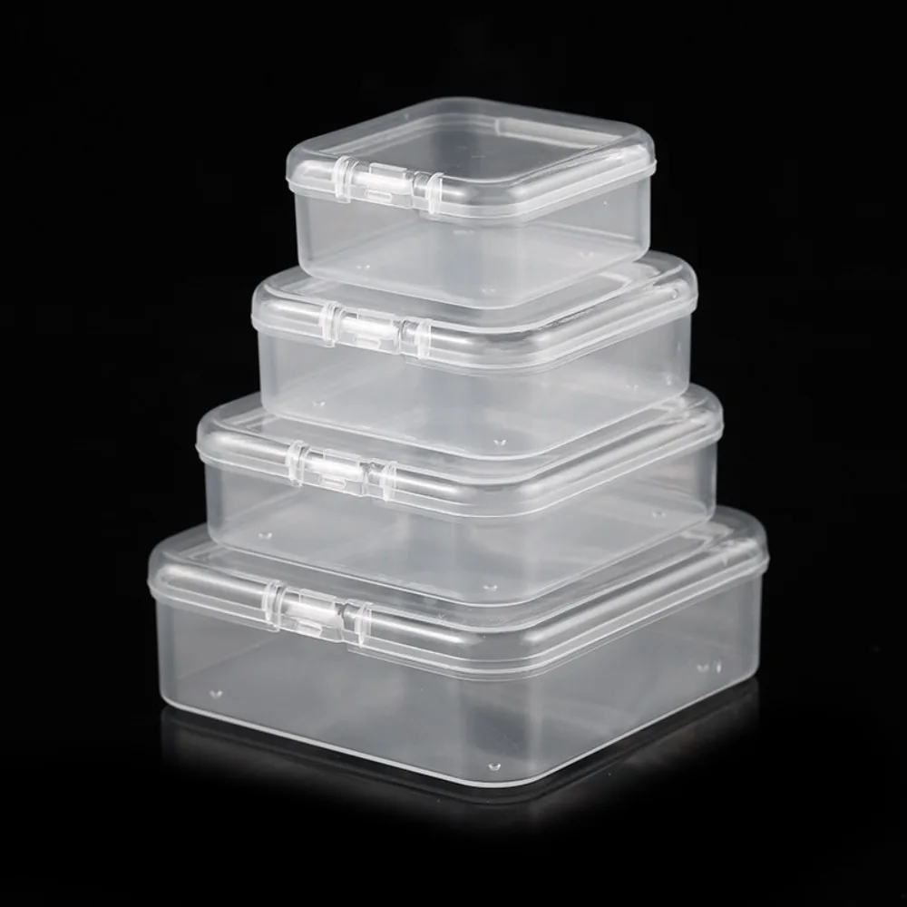 New PP Square Storage Box Multi Sizes Dustproof Earring Storage Container Transparent Earplug Box