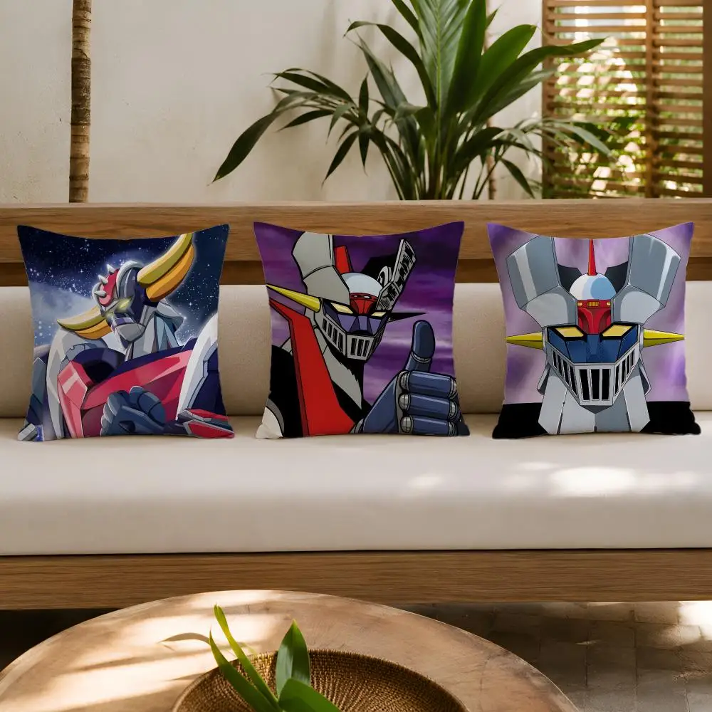 Cushion Cover Wrinkle-Resistant Short Plush Pillow Case Breathable Machine-Washable Japanese Anime M-mazinger Z