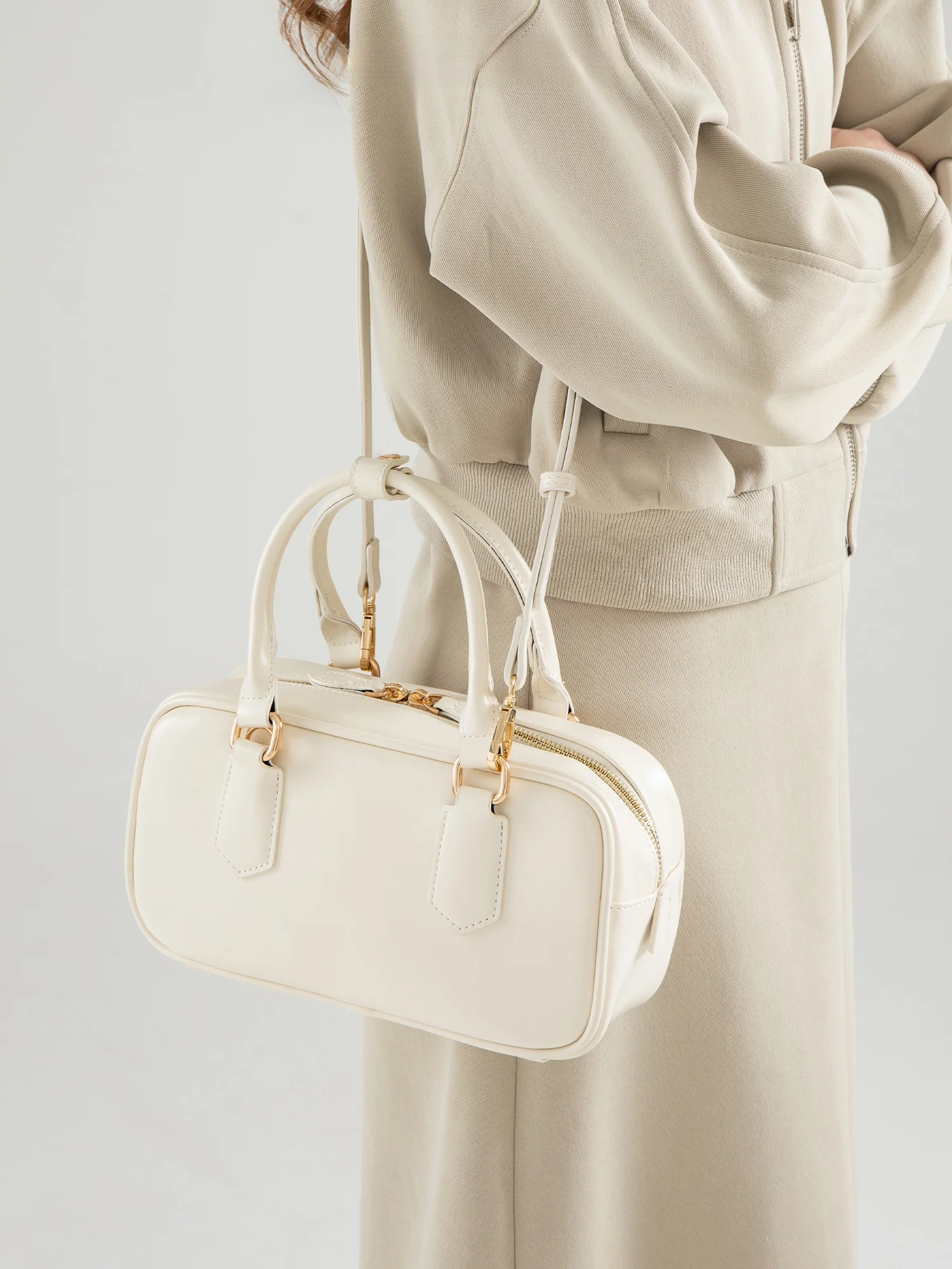 Dotlyn Koreaanse Sle Retro Koffie Bruin Bowlingtas Dames Handtas Crossbody Tas Zacht PU Leer Dagelijks Gebruik oulder Tas