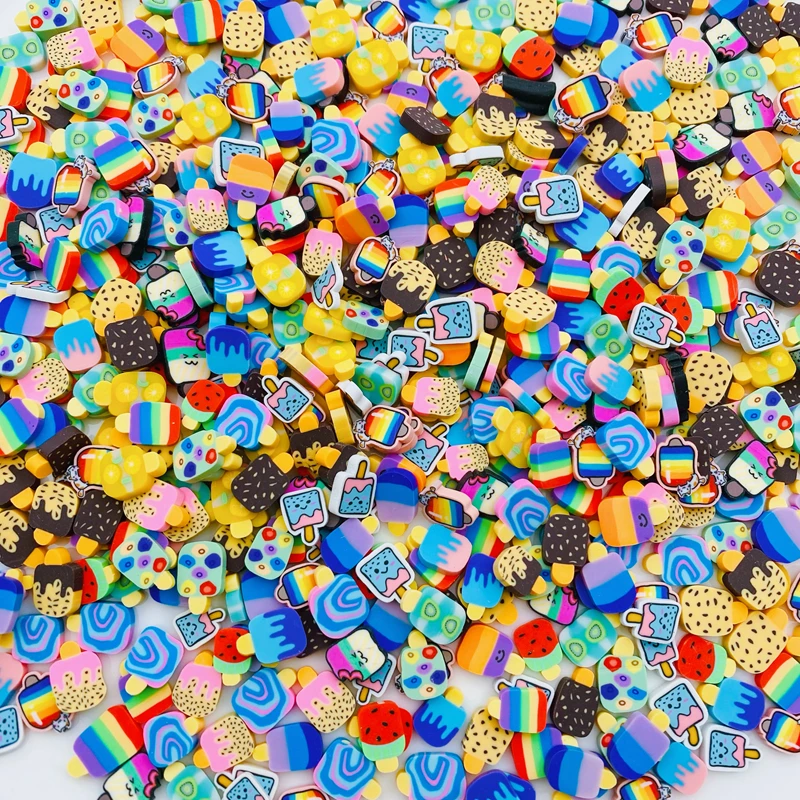 50g/Lot Hot Selling Clay Ice Cream Sprinkle, Cute Popsicle Slice for Crafts Making, Phone Deco, DIY Scrapbooking