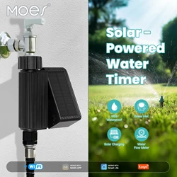 MOES Tuya US WiFi contatore del Timer dell'acqua ad energia solare IP65 ingresso in ottone impermeabile con rilevatore del sensore di umidità della temperatura del suolo