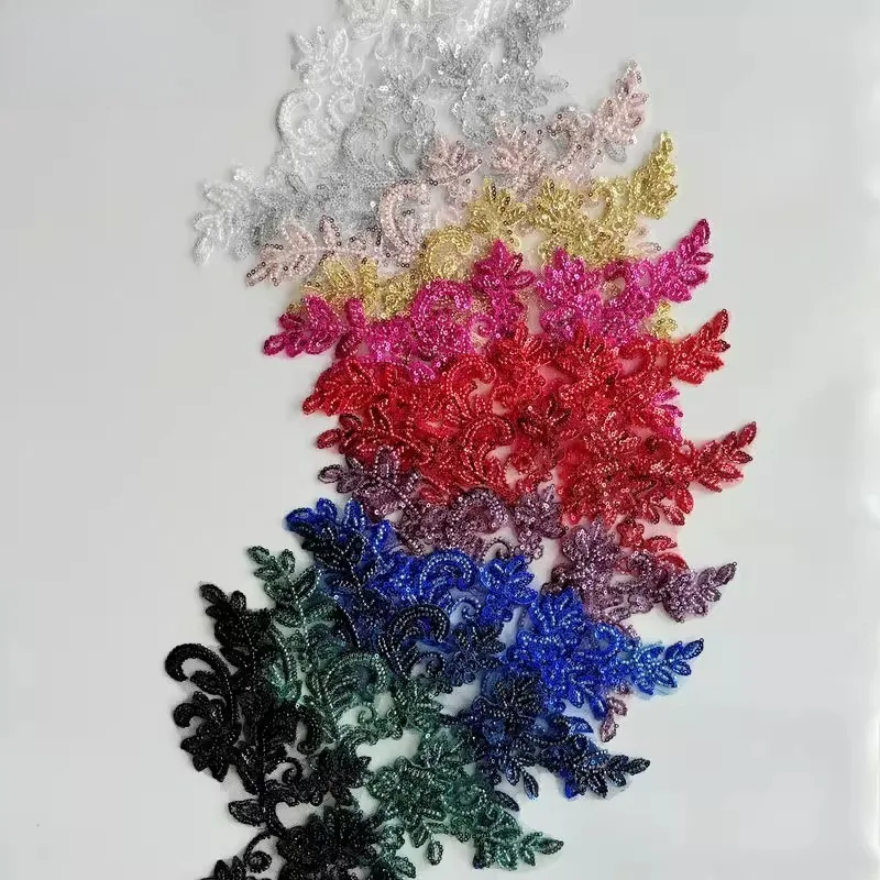 4 قطع، ملصقات مطرزة لفستان الزفاف الملون بخرز الأظافر، مواد أغطية الرأس لفستان الزفاف المصنوع يدويًا، إكسسوارات الملابس