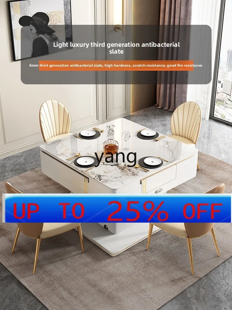 

LMM light luxury coffee table modern simple living room home rock slab lifting automatic mahjong table