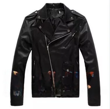 

Мужская кожаная куртка Slim Fit в мотоциклетном стиле, модная верхняя одежда в британском стиле, на молнии, для повседневной и деловой носки