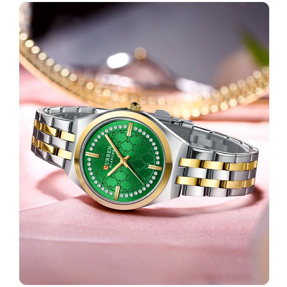 Curren 9096 Reloj Mujer الفاخرة حزام ناقل من الفولاذ ساعة نسائية موضة مطعمة الماس مقاوم للماء ساعات للنساء Relojes Para Damas