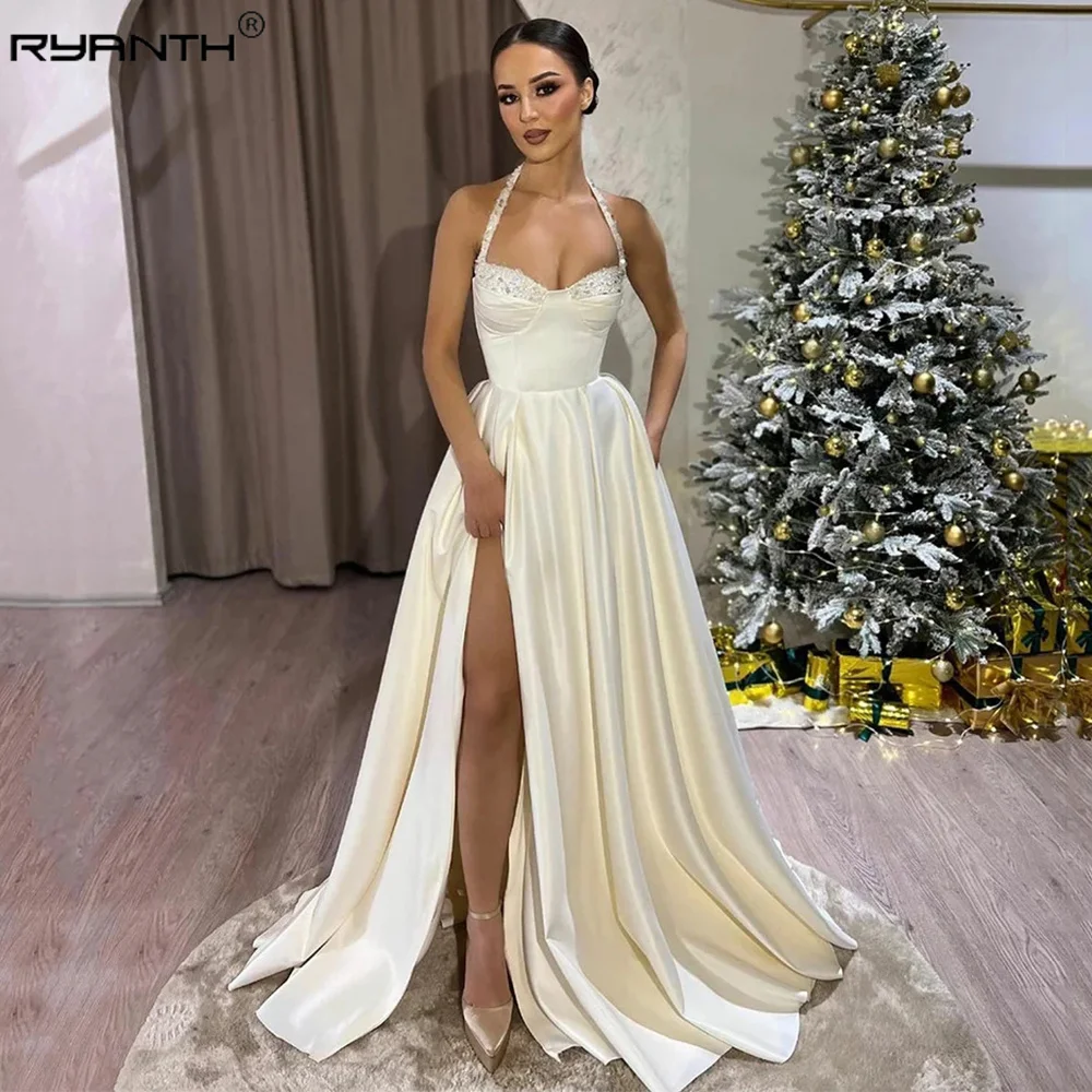 

Ryanth High Slit Prom Dresses Stain Evening Dress Strapless Sequined Celebrity Dress Zipper Back vestidos verano moda 2024