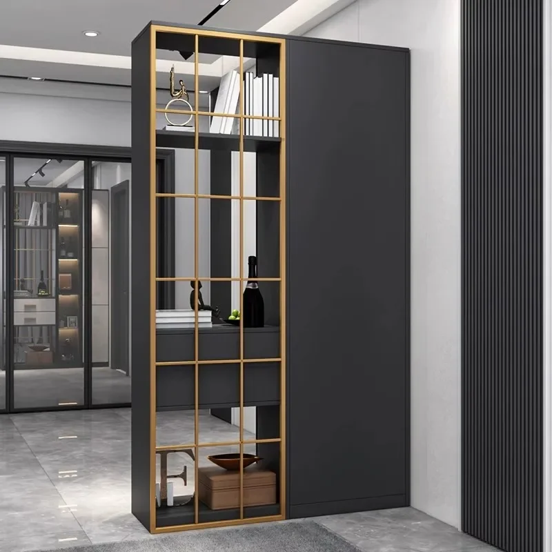Light luxury wrought iron home entrance cabinet wine cabinet integrated modern simple screen small apartment partition cabinet f