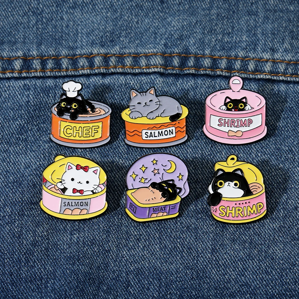 6 стилей, милые кошки в банке, дизайнерские эмалированные броши, металлические булавки с изображением котенка, котенка, значок для владельца домашних животных