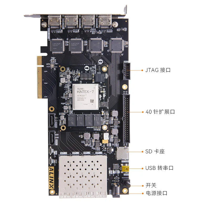 Black gold FPGA development board ALINX XILINX Kintex7 4 k video processing fiber PCIE AV7K325 acceleration card