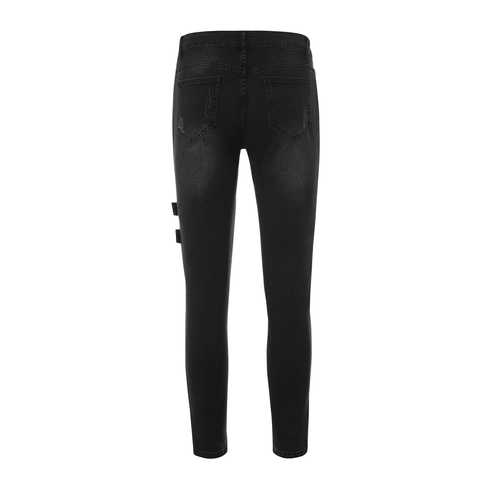 Jeans droits en denim pour hommes, pantalons skinny punk, streetwear boyfriend, coupe slim avec fermeture éclair, noir, printemps, été