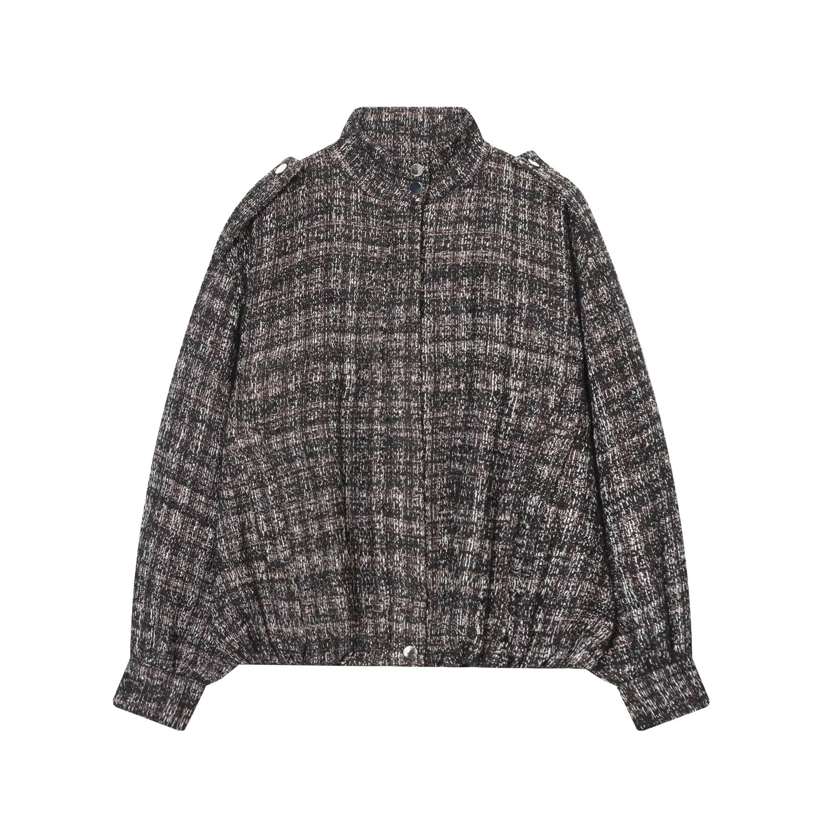 

New Women's Fashion European and American Style Original Fabric Metallic Thread Pilot Jacket Coat