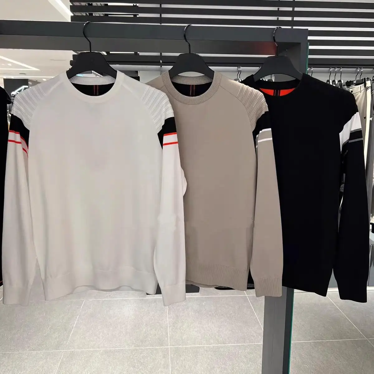 Autumn Winter Men Golf Knit Sweater Windproof Warm With Wind‑Resistant Lining Casual Sport Golf Tops