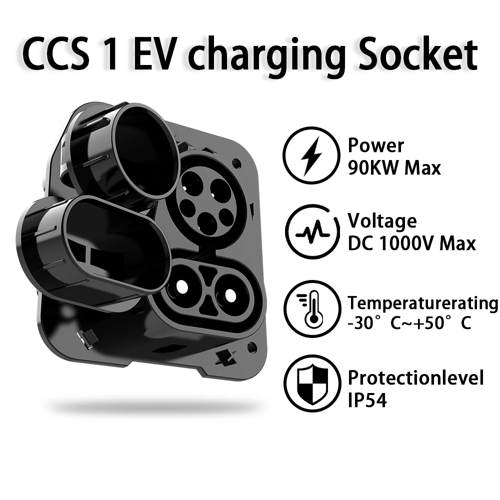 Unirise CCS Combo 1 Soket Charger 90KW 1000V 200A IEC 62196-3 Konektor DC Cepat Kompatibel dengan Pengisian Daya Mobil Listrik Soket CCS1