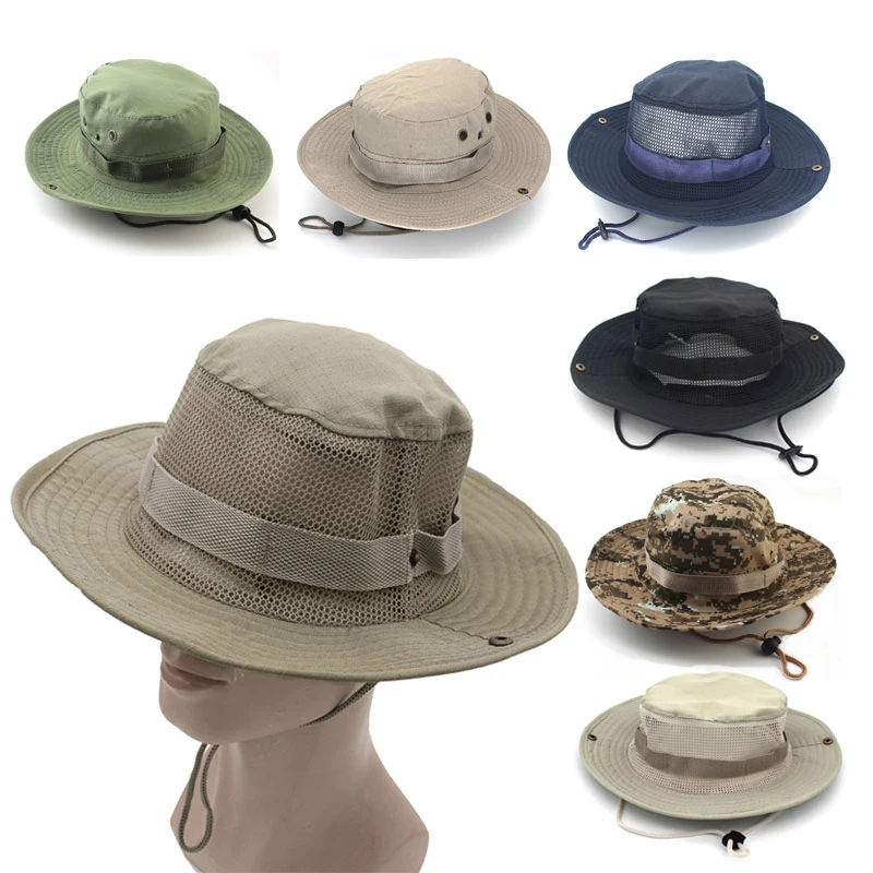 Men & Women Sun Hat Camouflage Tactical Cap  Outdoor Sports Sun Bucket Cap Fishing Hiking Hunting Hats 60CM