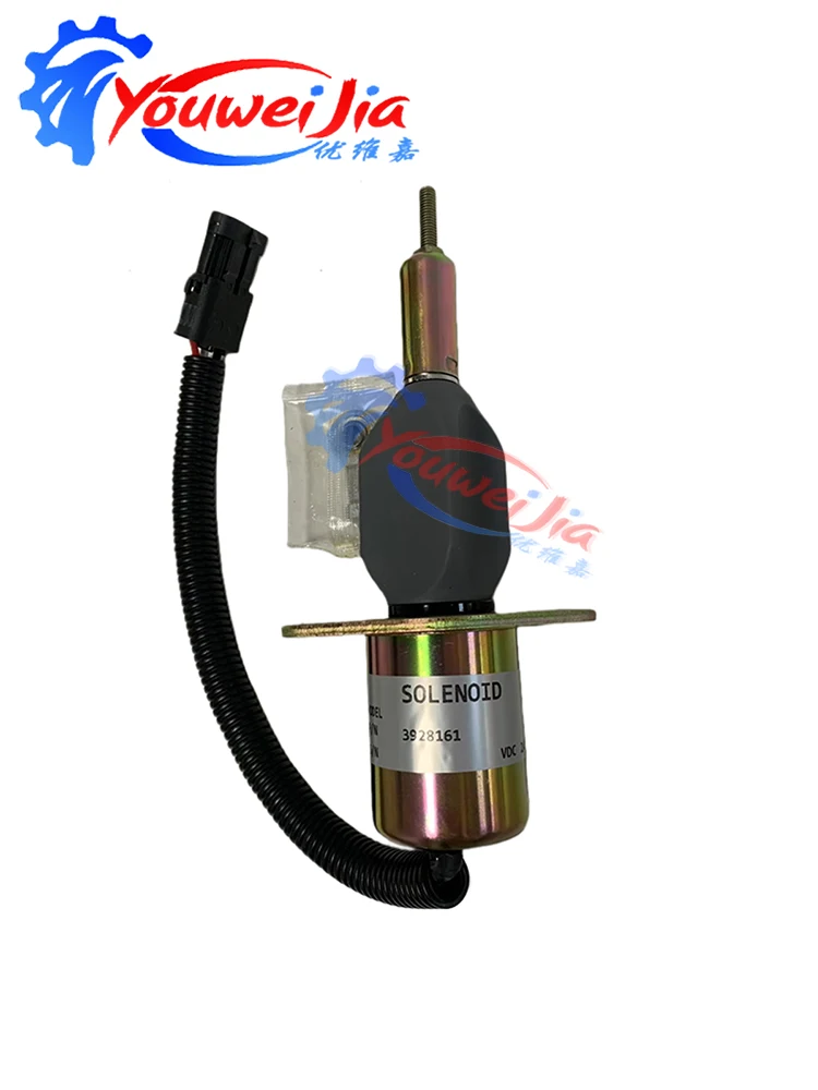 12V/24V Fuel Cut-Off Solenoid Valve 3928161 Compatible with Komatsu 6CT-8.3 Engine for Industrial Applications