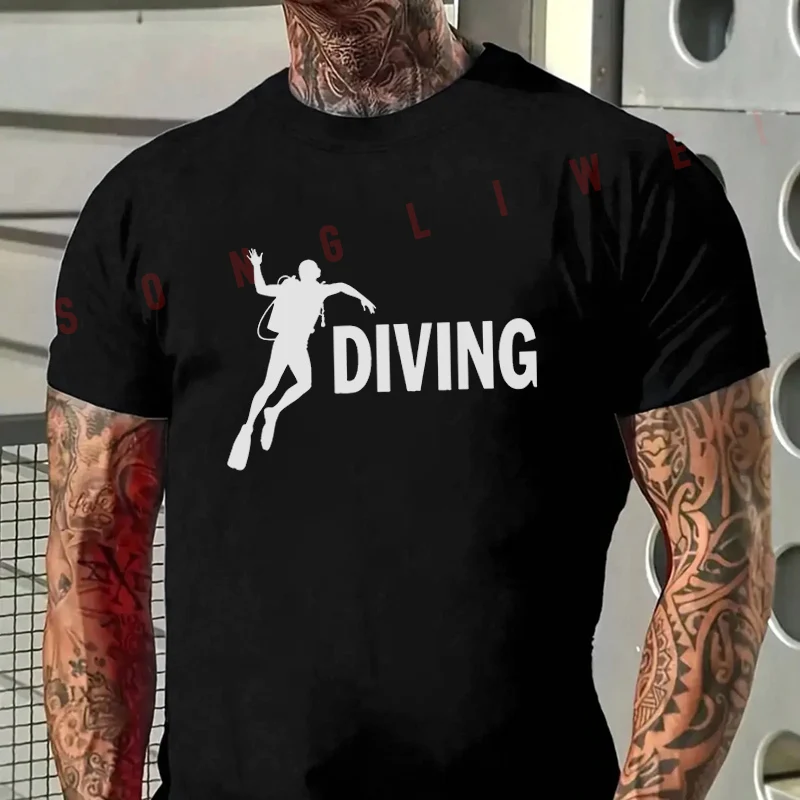 

Funny Diving Graphic Motorcycle T-Shirt Men Hip Hop Streetwear Unisex Casual Fashion Short Sleeve Tops