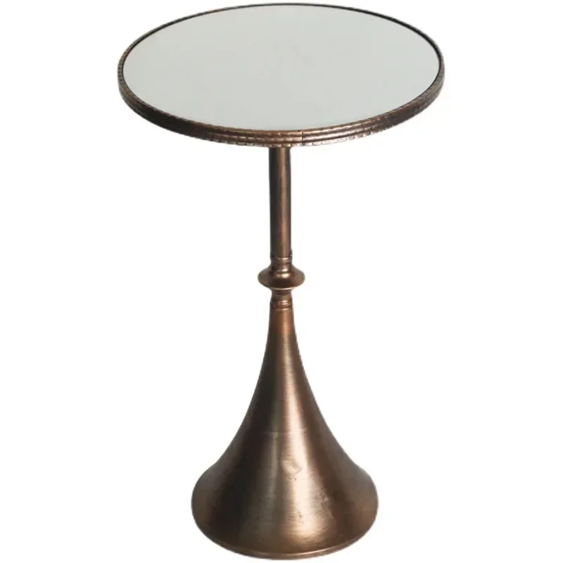 Iron Glass Round Embossed Edge Side Table Home Furniture Sturdy Sofa Corner Table Balcony Coffee Table Cafe Hotel Restaurant