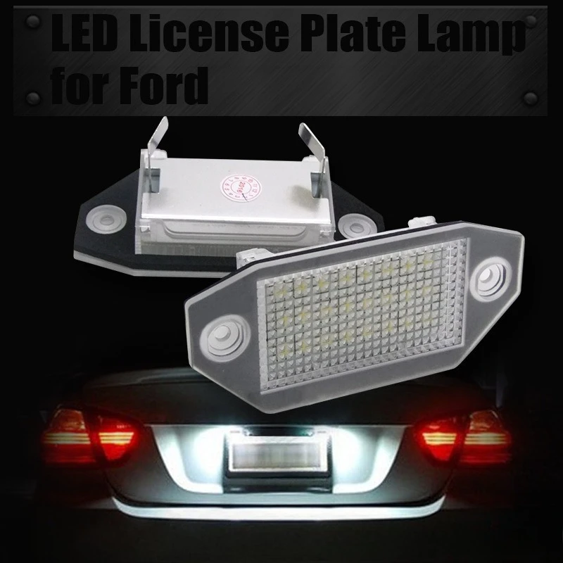 For Ford Mondeo Mk3 MK2 Fiesta 2Pcs Car LED License Plate Lights White Light Warning Lamp Accessories Lossless Installation