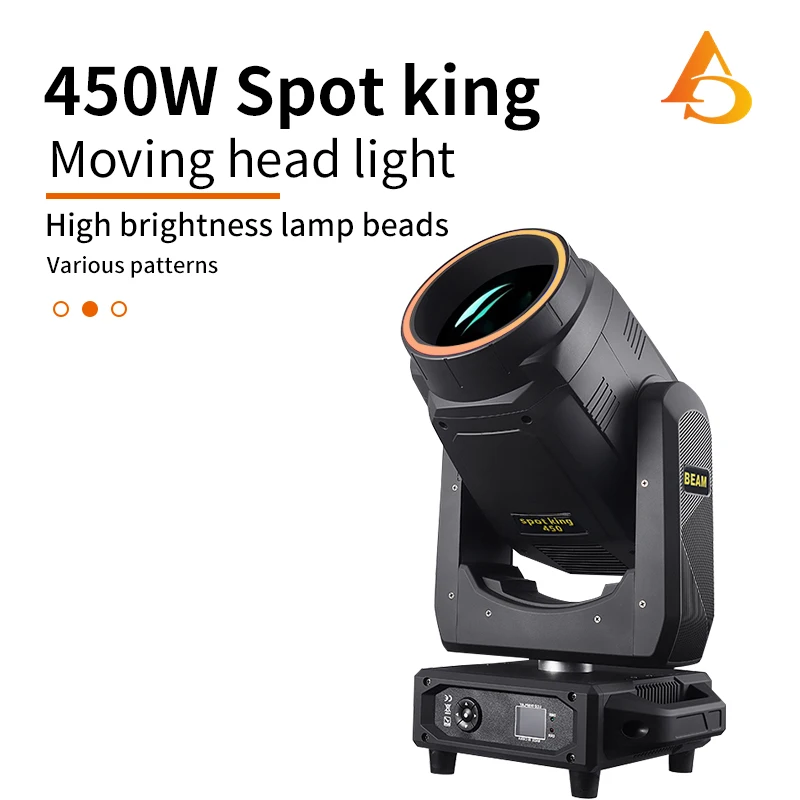 450W LED Beam Moving Head Stage Light Bar with Dual Prism DJ Party Wedding Lighting Effect with LED Color Strips for Events
